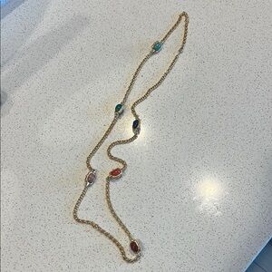 Gold and Red Dainty Necklace with Decorative Elements